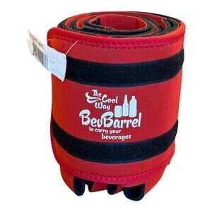 The Cool Way Bev Barrel Carrier - Red Neoprene Holds 1-7 Bottles/Cans NEW